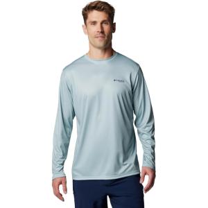 Columbia Men’s Terminal Tackle PFG Fish Flag Long Sleeve(Crushed Blue/Faded Peach Trout + Flies)