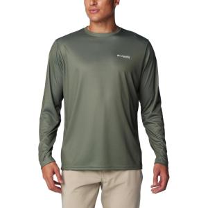 Columbia Men’s Terminal Tackle PFG Fish Flag Long Sleeve(Cypress/Cool Grey Bass Lures)