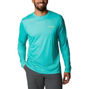 Columbia Men’s Terminal Tackle PFG Fish Flag Long Sleeve(Electric Turquoise/Sun Glow)