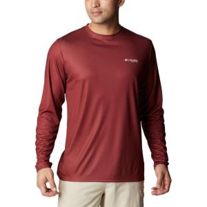 Columbia Men’s Terminal Tackle PFG Fish Flag Long Sleeve(Red Jasper/White Bass Lures)