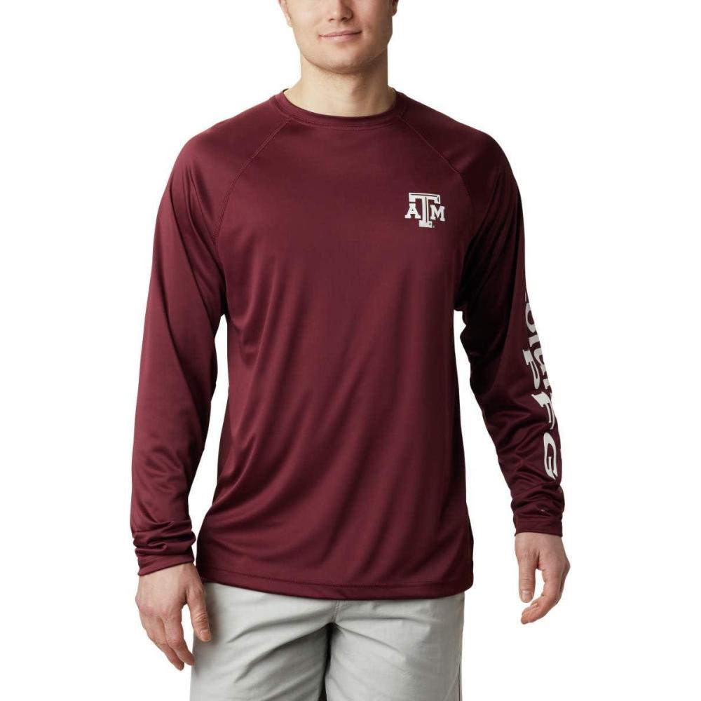 imageColumbia Mens CLG Terminal Tackle Ls ShirtTam Deep Maroon White