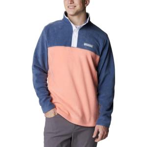 Columbia mens Steens Mountain Half Snap(Coral Reef/Dark Mountain/White)