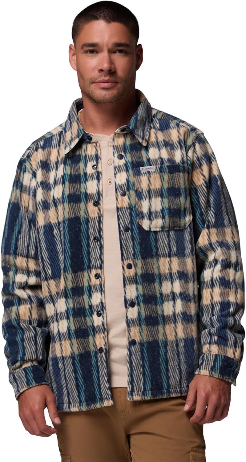 imageColumbia Mens Steens Mountain Printed Shirt Jacket IiCollegiate Navy Herringplaid