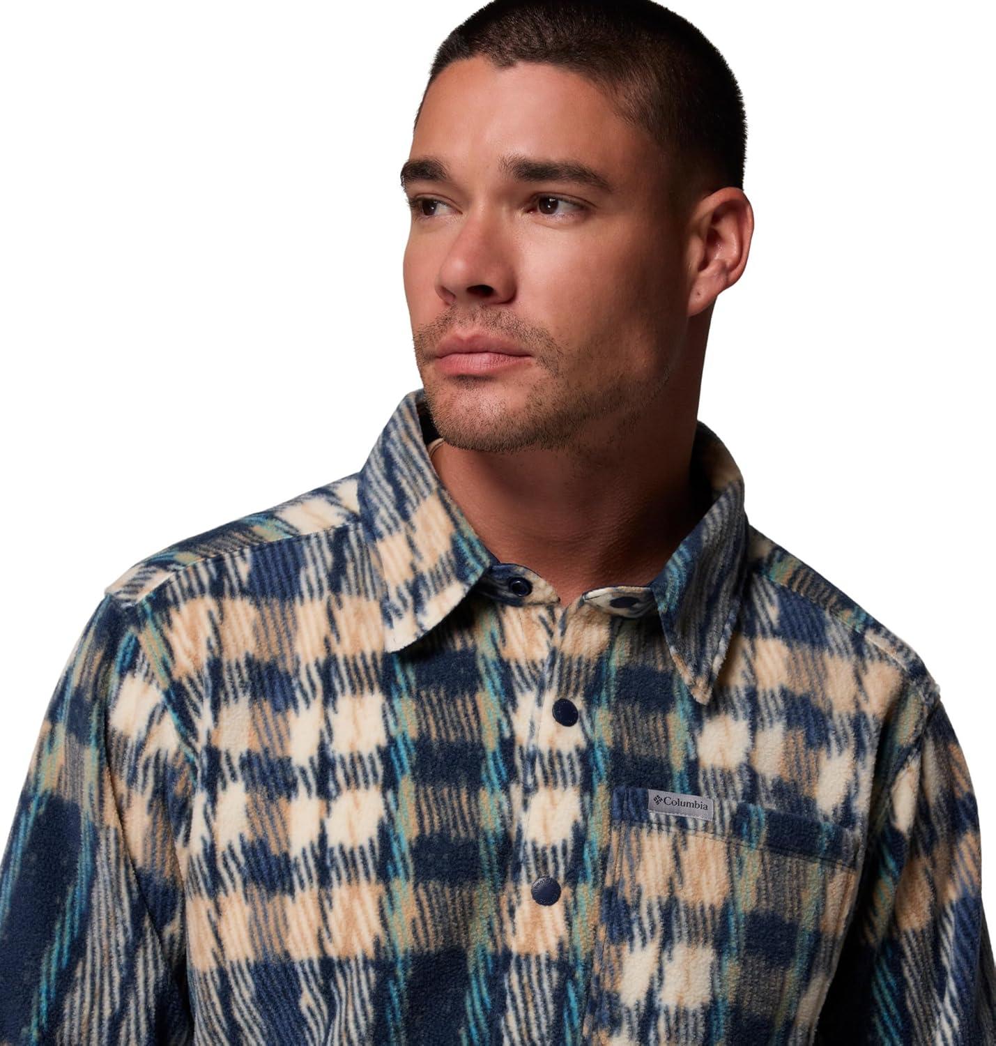 imageColumbia Mens Steens Mountain Printed Shirt Jacket IiCollegiate Navy Herringplaid