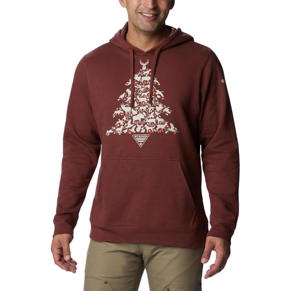 imageColumbia Mens Phg Hunt Star HoodieRed RocksDark Stone Hunt Tree