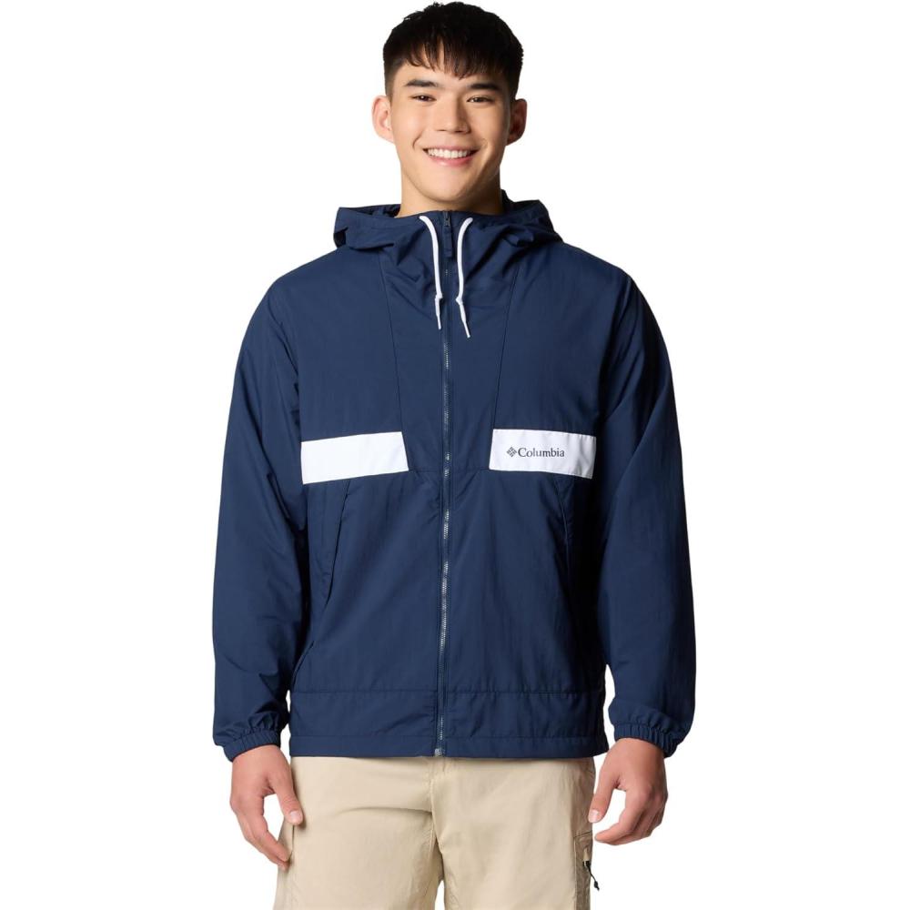 imageColumbia Mens Spire Valley Hooded WindbreakerCollegiate NavyWhite