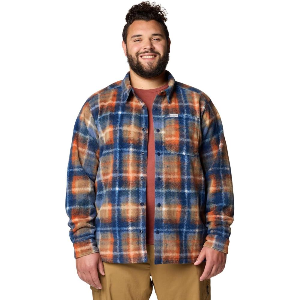 imageColumbia Mens Steens Mountain Printed Shirt Jacket IiCollegiate Navy Omblur