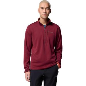 Columbia Men’s Essential Hike Grid Fleece Half Zip(Rich Wine)