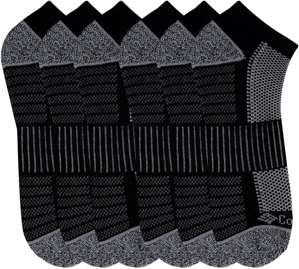 imageColumbia Mens Athletic Cushioned Arch Support No Show Socks MultipackBlackGrey 6 Pairs