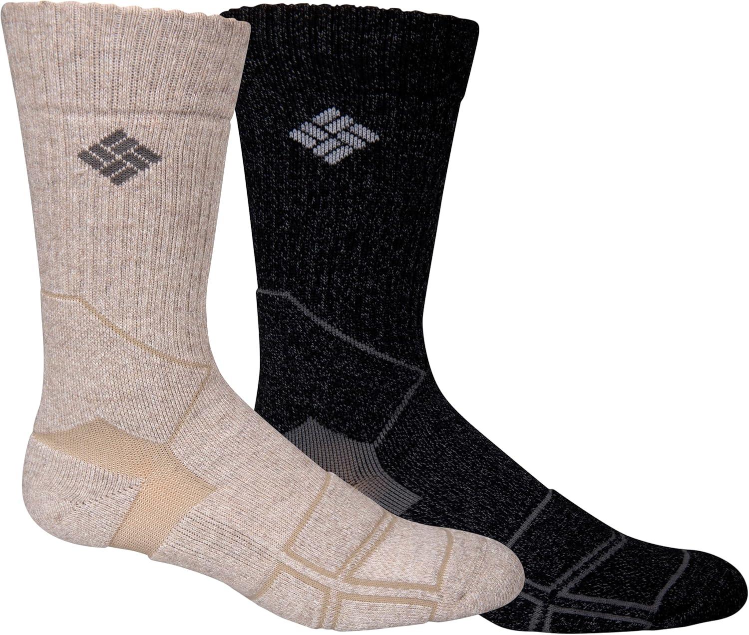 imageColumbia Mens Medium Weight Hiking Crew Socks 2PackKhakiCharcoal