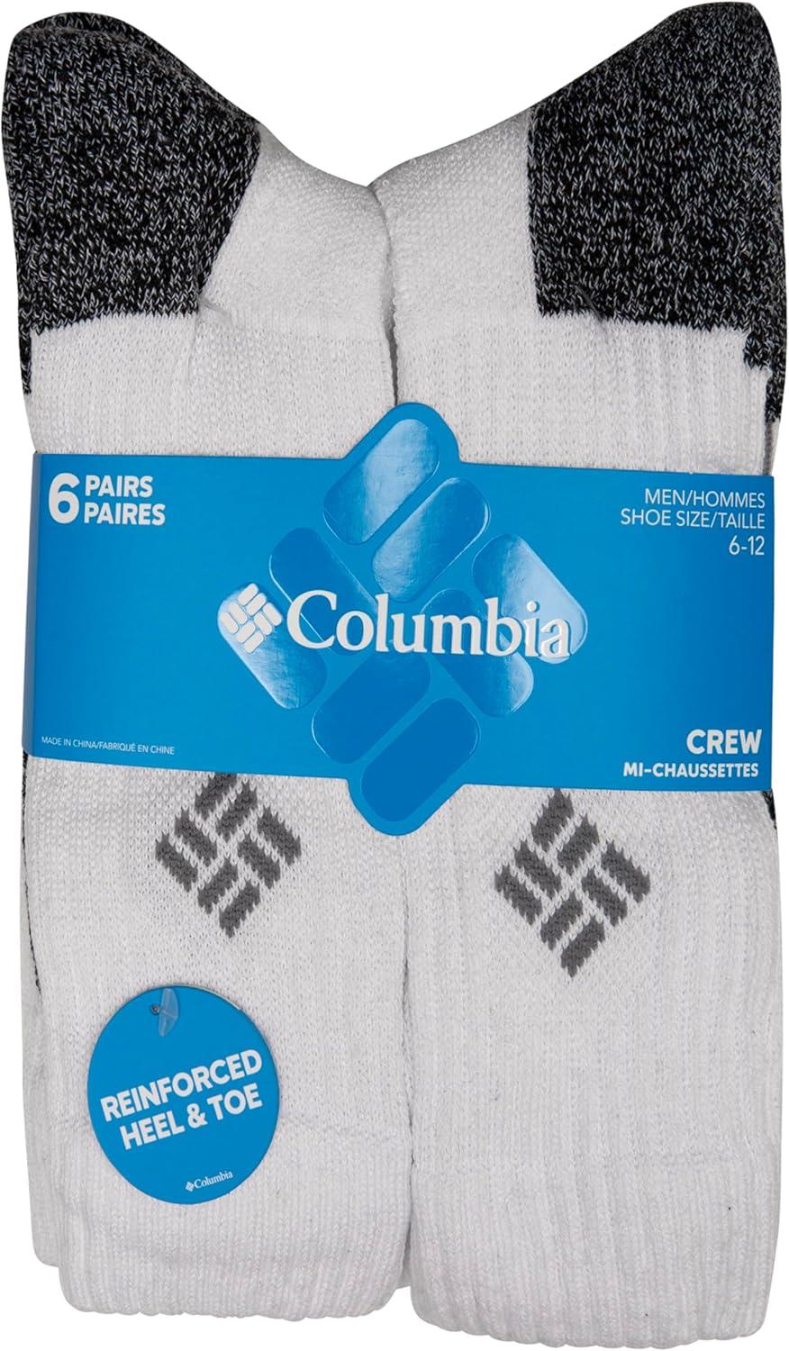 imageColumbia Mens Moisture Control Crew Socks Multipack White 6 Pairs 612