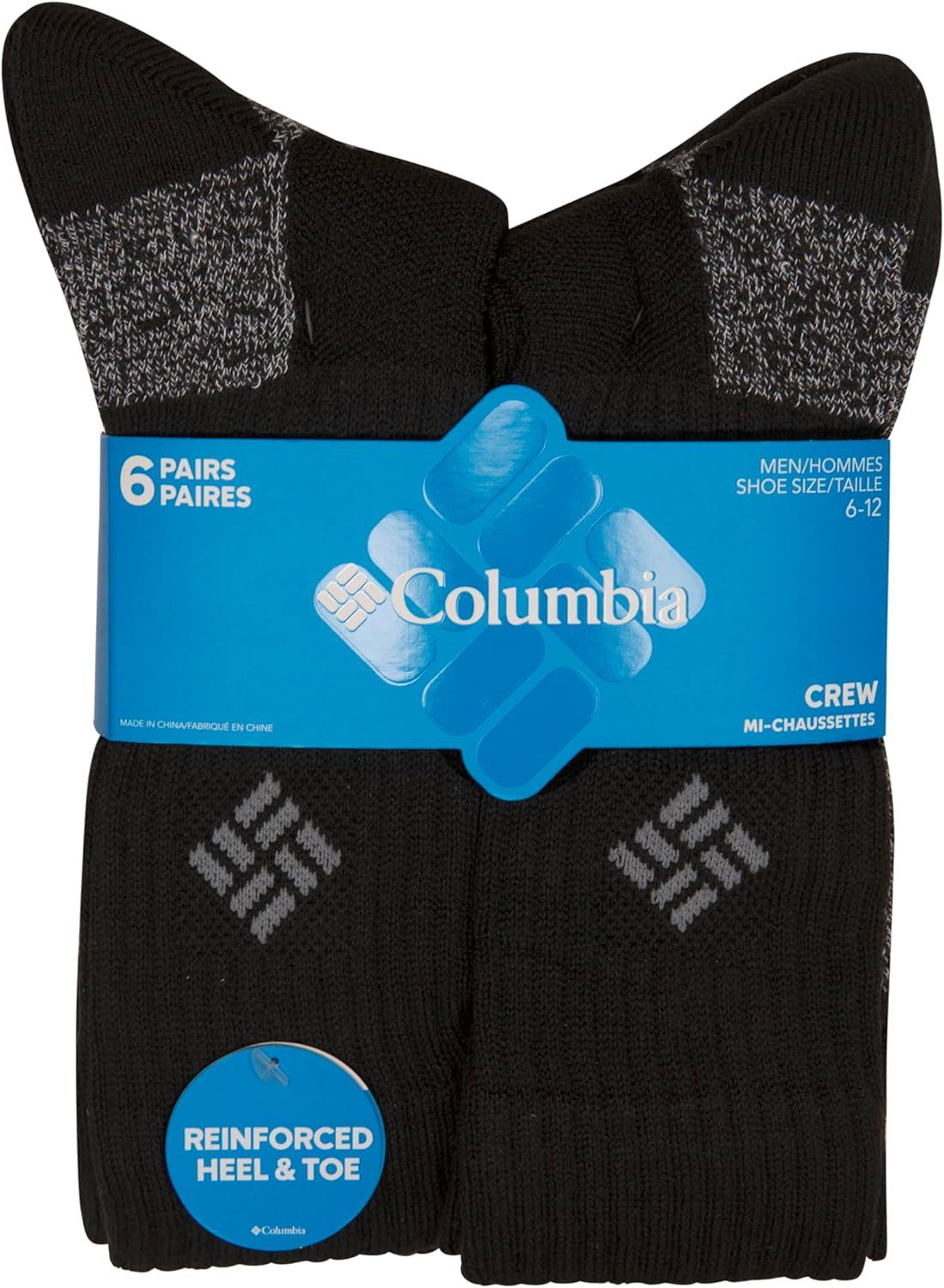 imageColumbia Mens Moisture Control Crew Socks MultipackBlack 6 Pairs