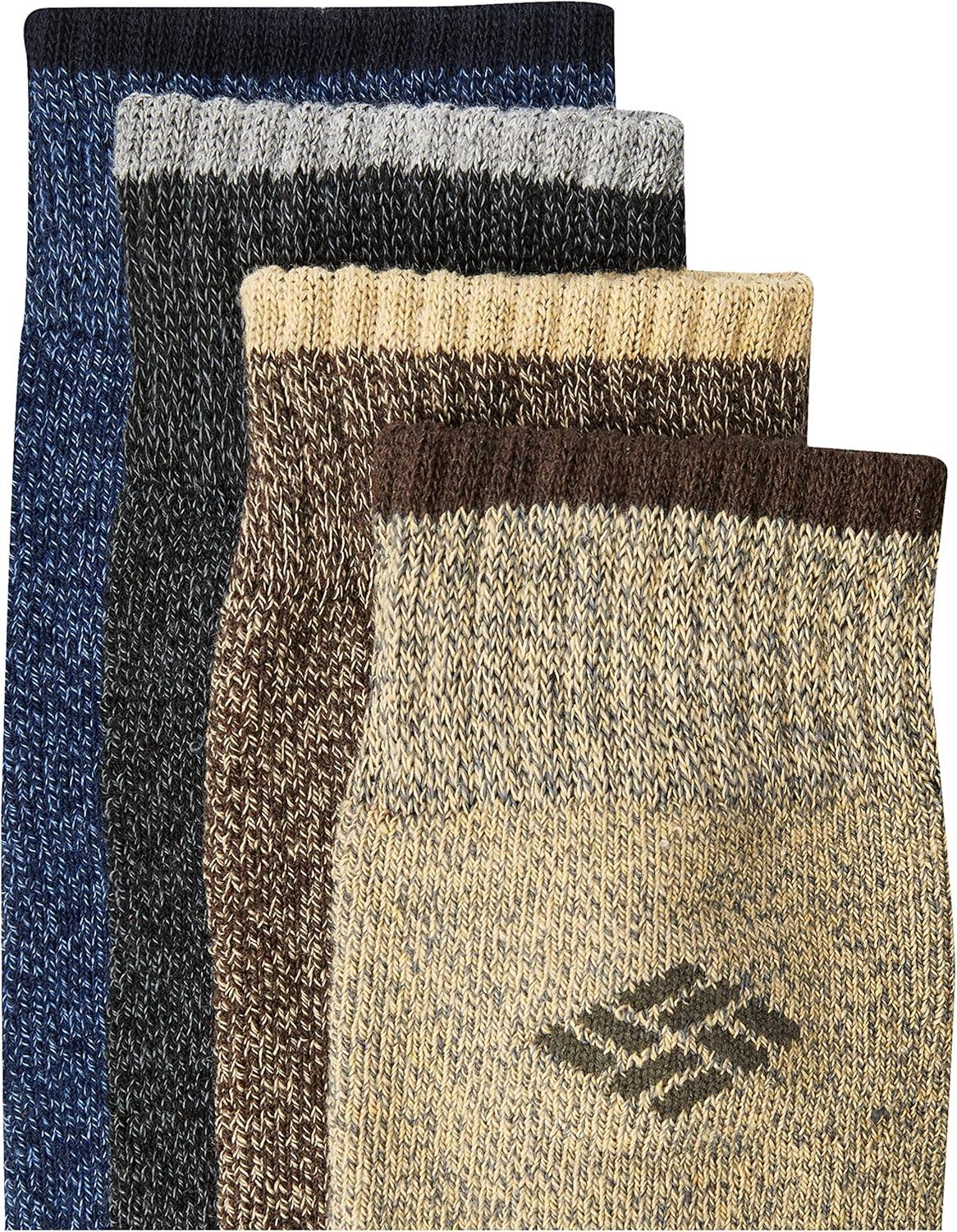 imageColumbia Mens Moisture Control Crew Socks MultipackBrownBlueGreyKhaki 4 Pairs