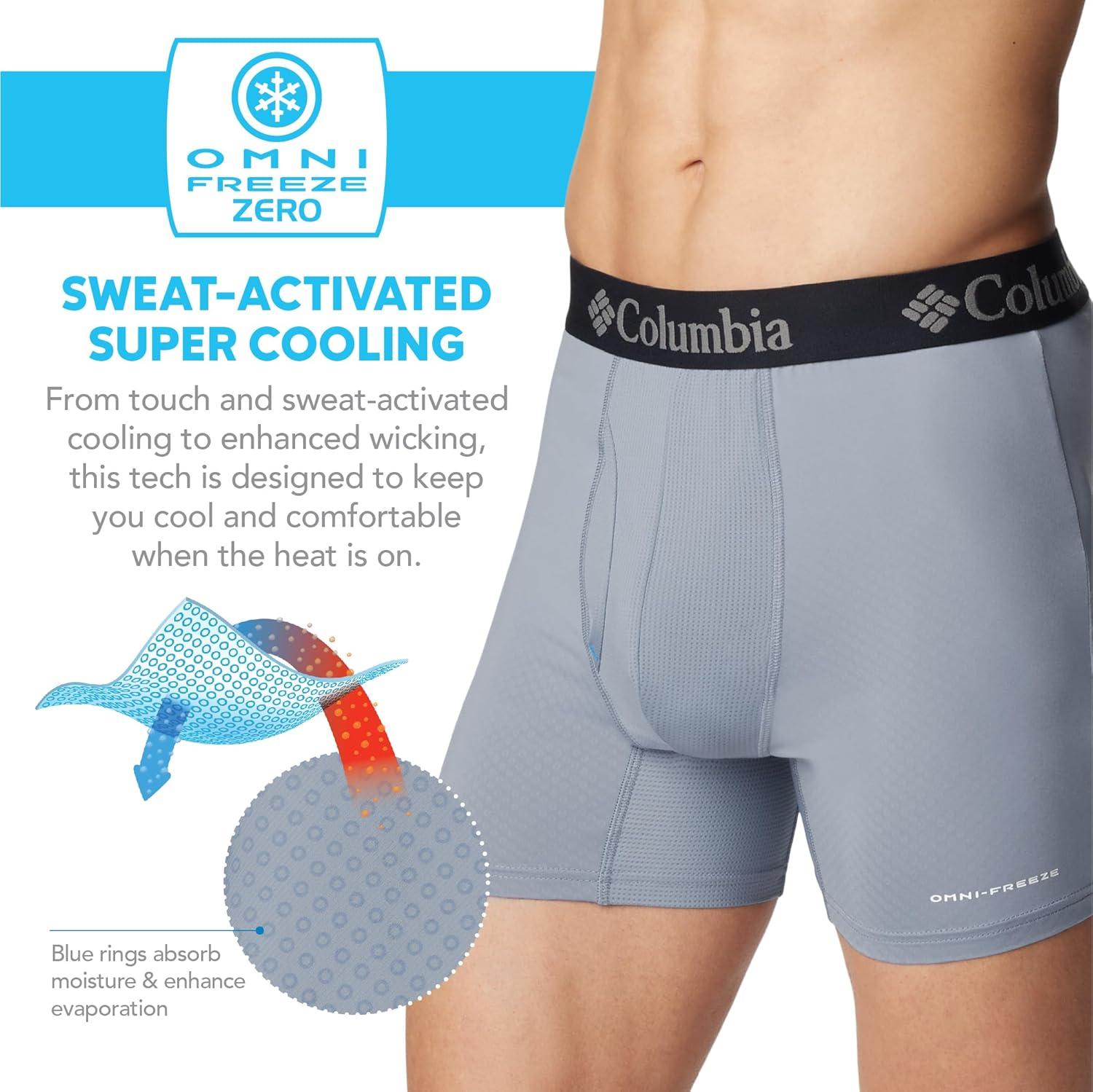 imageColumbia Mens Omni Freeze Zero Boxer Brief 3 PackMountain RedBluestoneNavy
