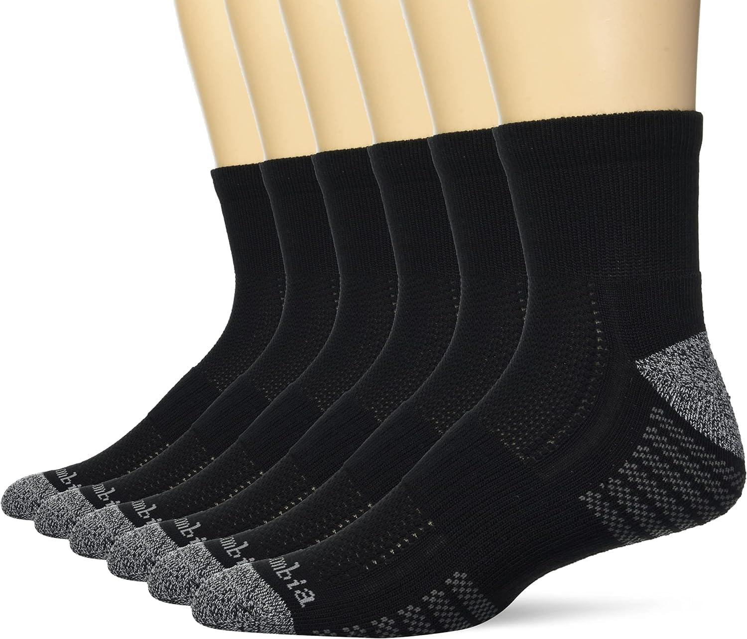 imageColumbia Mens Quarter Cushioned Arch Support Socks 6PackBlackColumbia Grey 6 Pairs