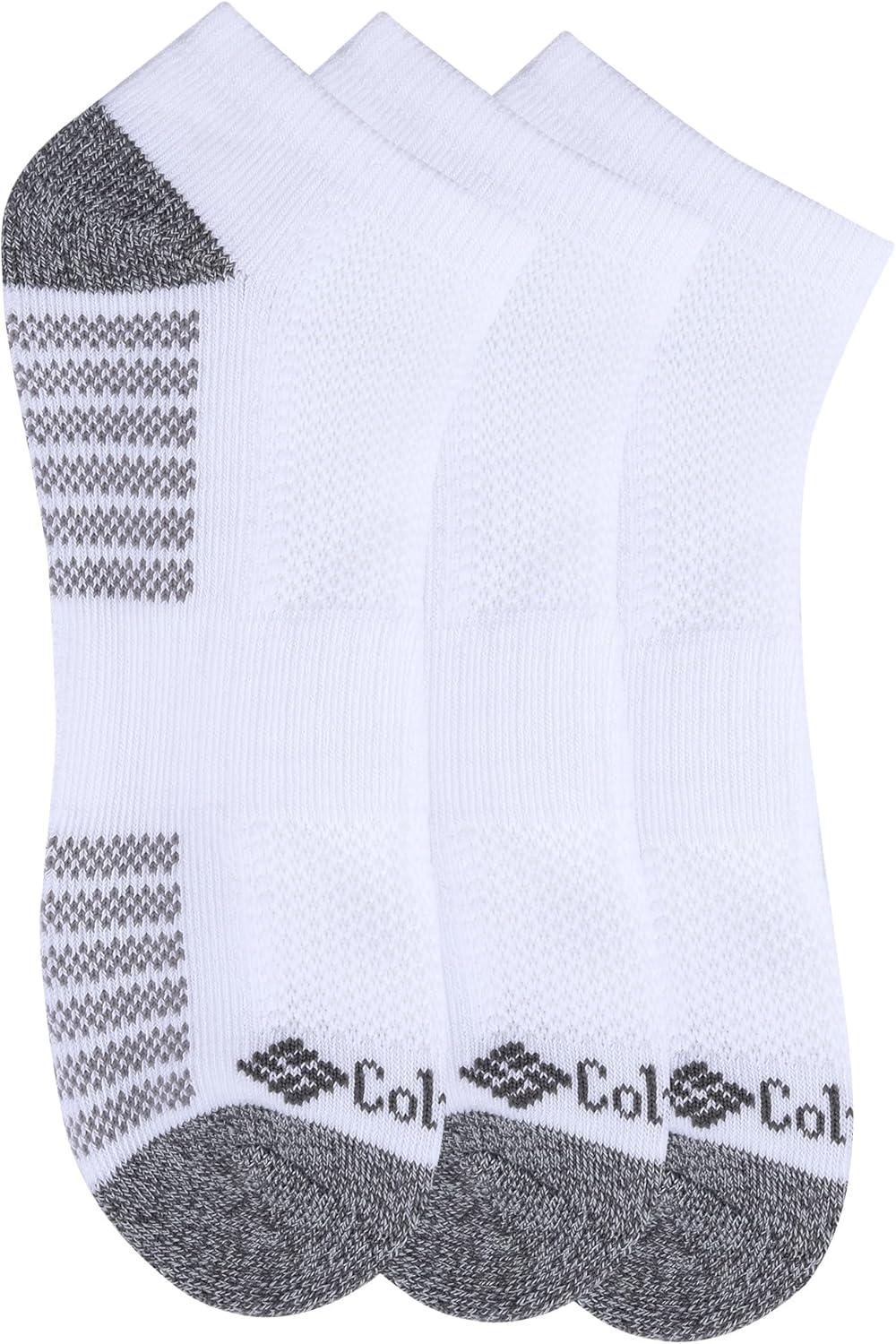 imageColumbia Mens Quarter Cushioned Arch Support Socks 6PackGreyWhite 6 Pairs