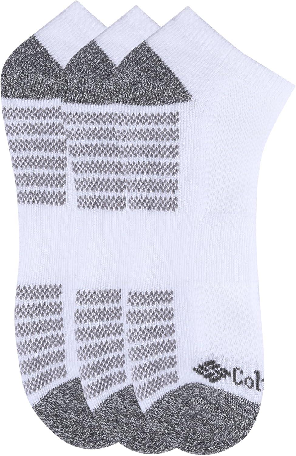 imageColumbia Mens Quarter Cushioned Arch Support Socks 6PackGreyWhite 6 Pairs