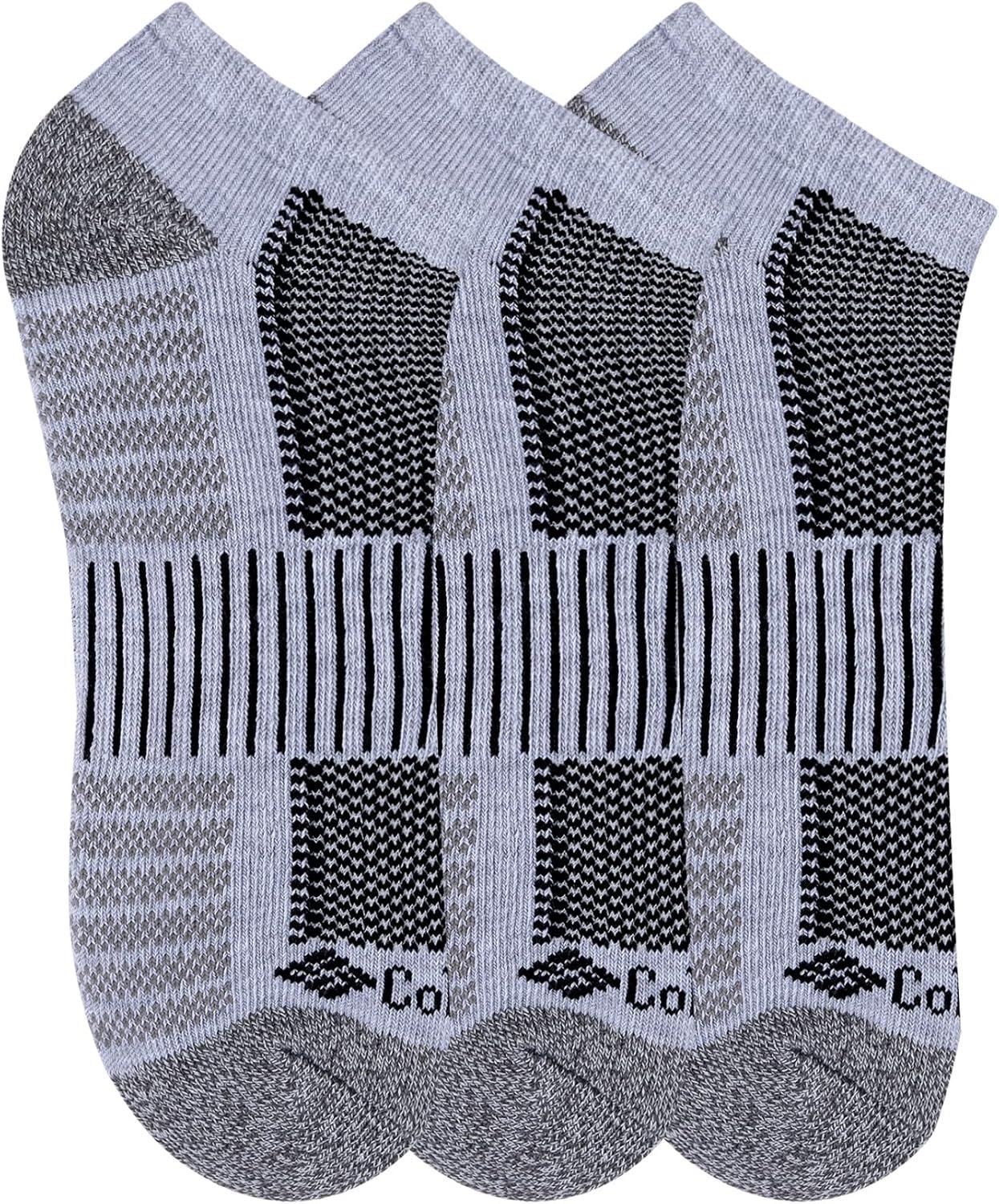 imageColumbia Mens Quarter Cushioned Arch Support Socks 6PackGreyWhite 6 Pairs