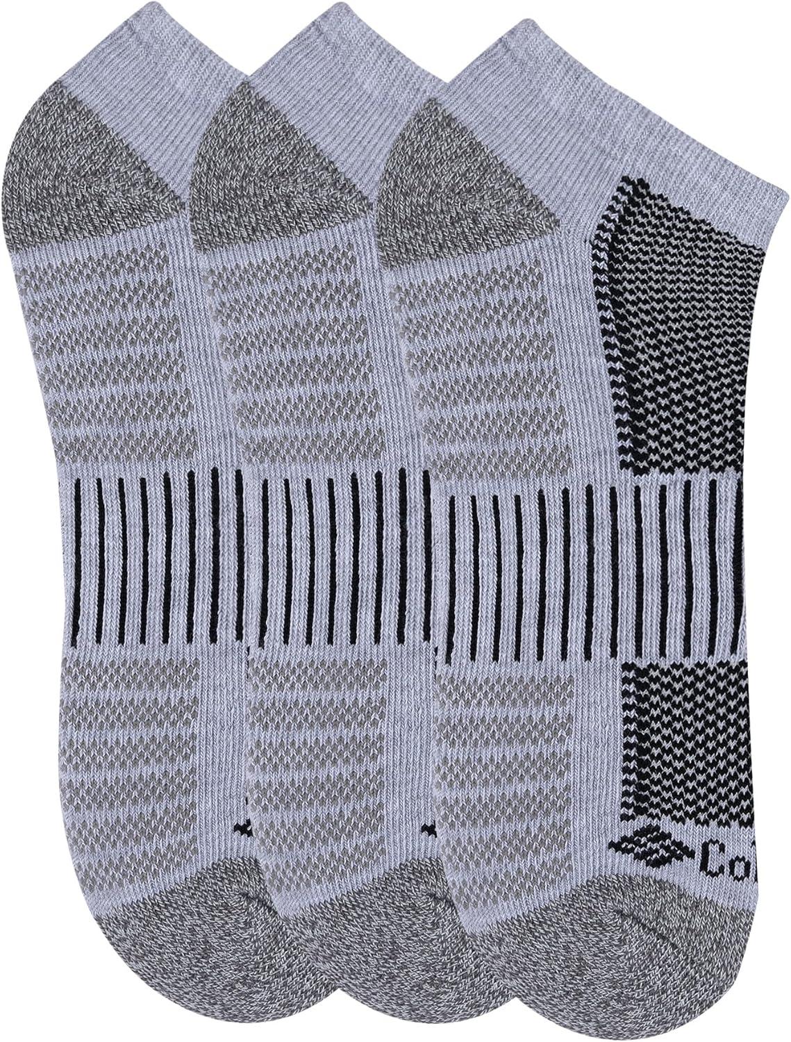 imageColumbia Mens Quarter Cushioned Arch Support Socks 6PackGreyWhite 6 Pairs