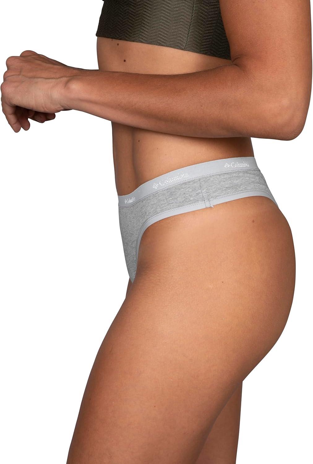 imageColumbia Womens 4way Stretch Cotton Thong 5packBlackCanoe NudeHeather Grey