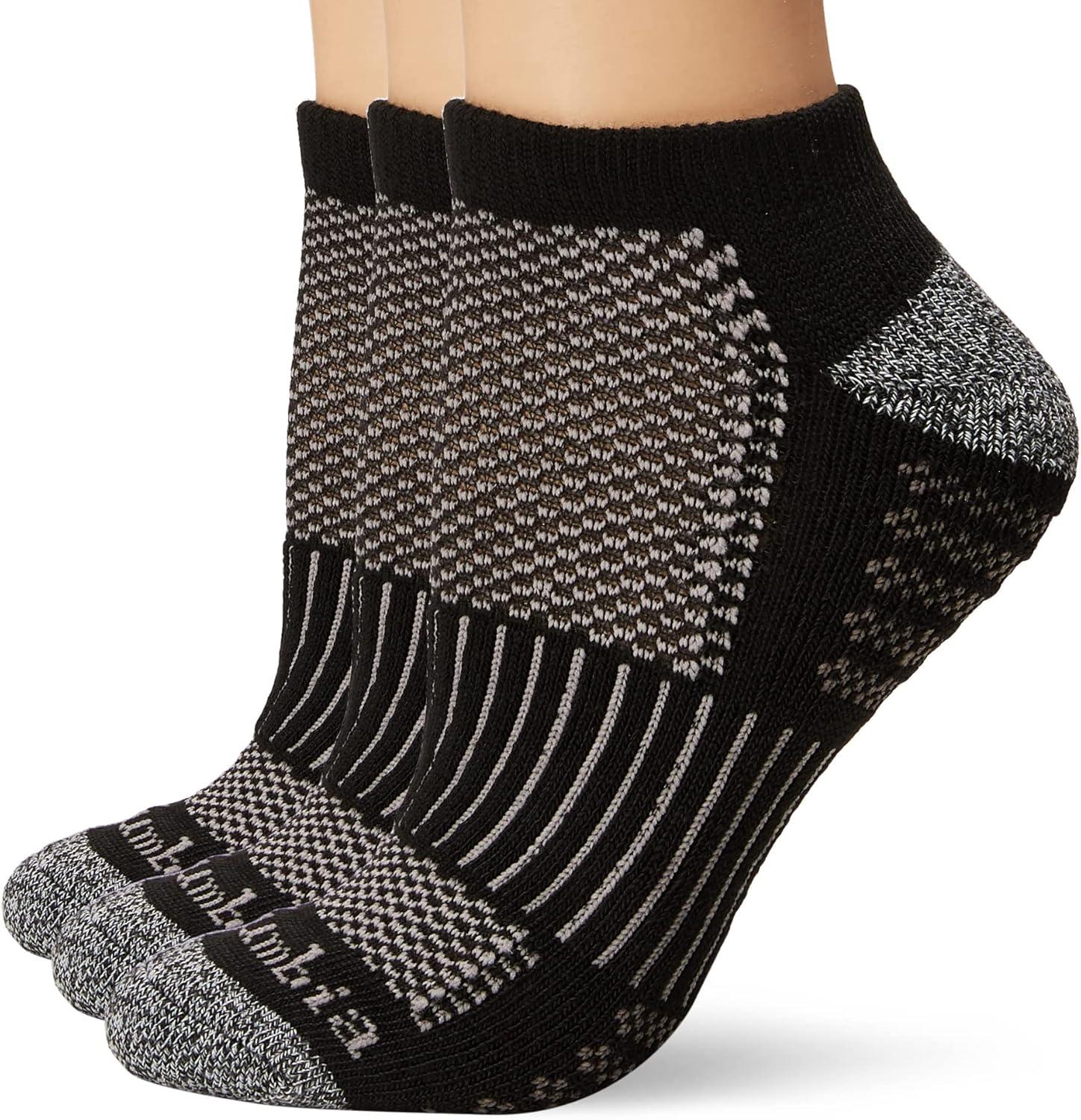 imageColumbia womens Cropped Crew Pique Footbed Socks 6pairBlackGrey Logo