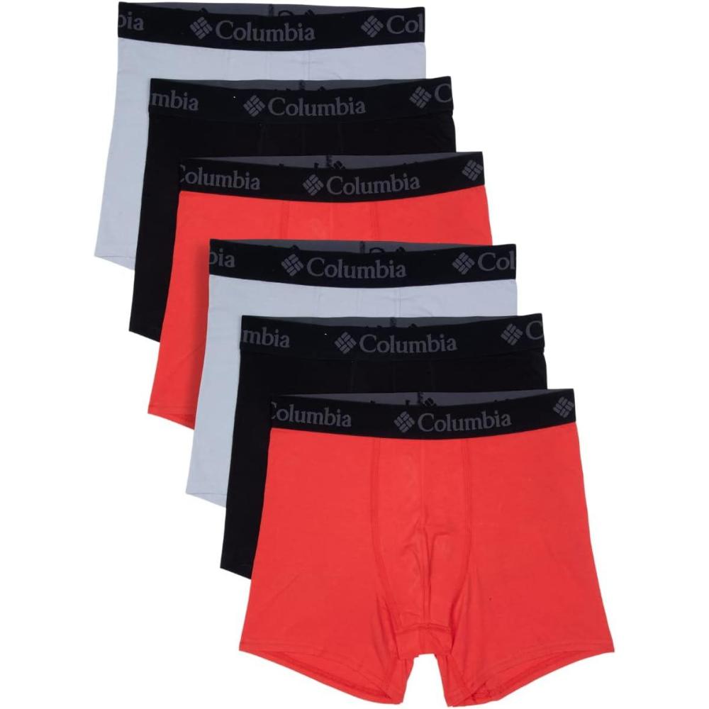 imageColumbia Amazon Exclusive 6 Pack Performance Boxer BriefBlood OrangeBlackCool Grey