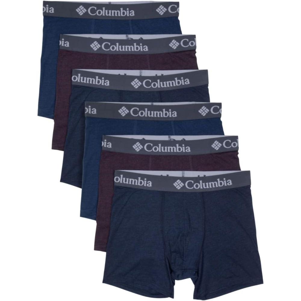 imageColumbia Amazon Exclusive 6 Pack Performance Boxer BriefDark Mountain GreyDark CherryNavy