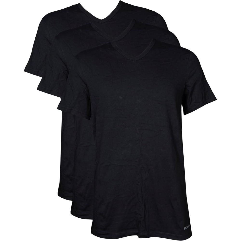imageColumbia Mens 3 Pack Cotton VNeck TShirtBlack