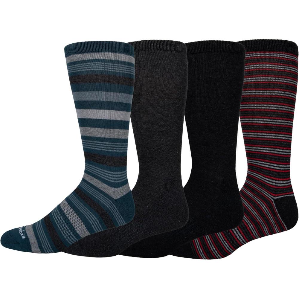 imageColumbia Mens 4 Pack Everyday Crew SocksNightwaveCharcoalBlackBrown 4 Pairs