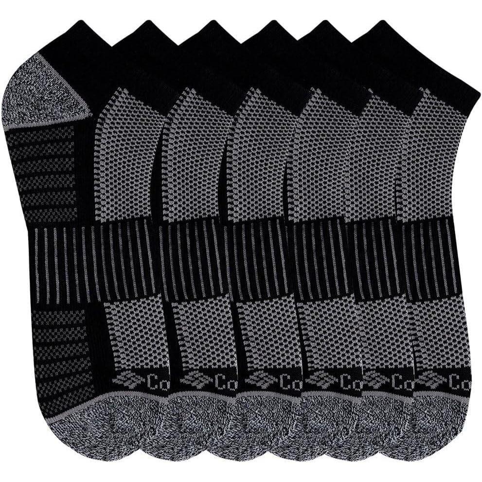 imageColumbia Mens Athletic Cushioned Arch Support No Show Socks MultipackBlackGrey 6 Pairs