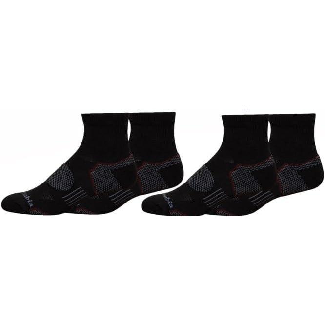 imageColumbia Mens Balance Point Walking Quarter Crew Socks MultipackBlack 4 Pairs