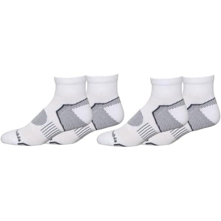 imageColumbia Mens Balance Point Walking Quarter Crew Socks MultipackWhite 4 Pairs