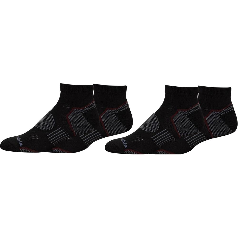 imageColumbia Mens Low Cut Omni Wick Balance Point Walking Socks 4packBlack 4 Pairs