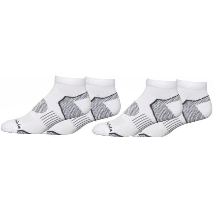 imageColumbia Mens Low Cut Omni Wick Balance Point Walking Socks 4packWhite 4 Pairs