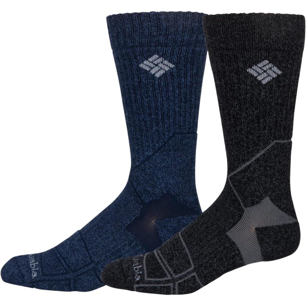 imageColumbia Mens Medium Weight Hiking Crew Socks 2PackNavyCharcoal