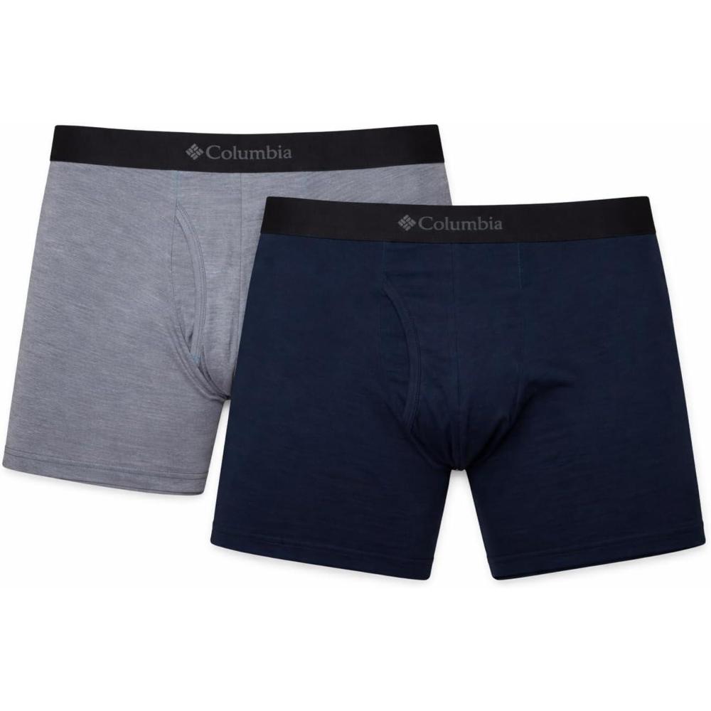 imageColumbia Mens Merino Wool Boxer BriefCity GreyCollegiate Navy