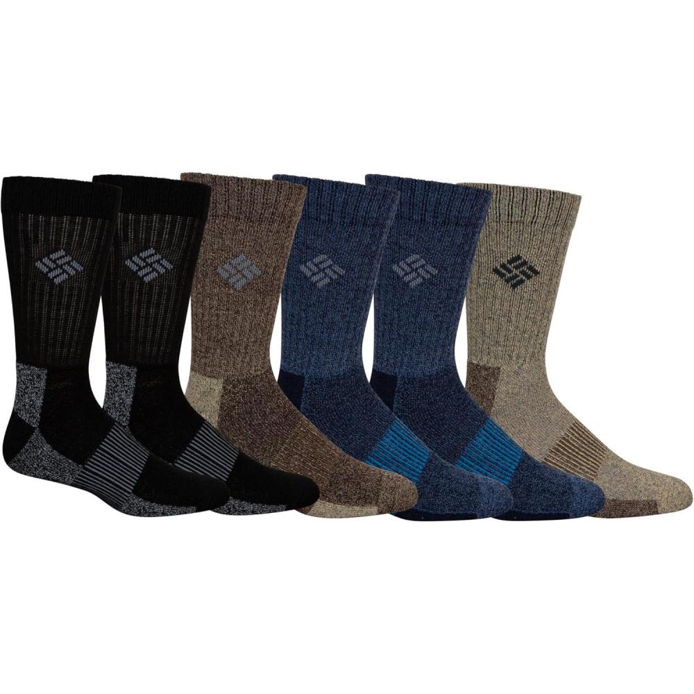 imageColumbia Mens Moisture Control Crew Socks Multipack KhakiNavyBrownBlack 6 Pairs 612
