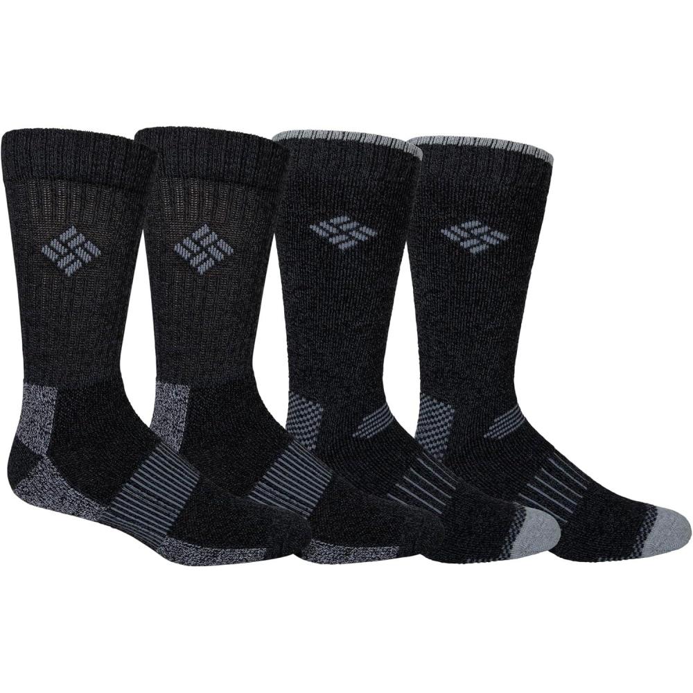 imageColumbia Mens Moisture Control Crew Socks MultipackBlack 4 Pairs