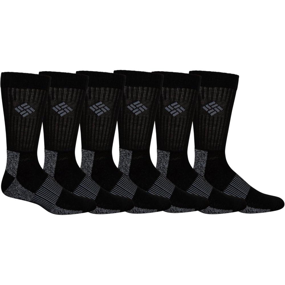 imageColumbia Mens Moisture Control Crew Socks MultipackBlack 6 Pairs