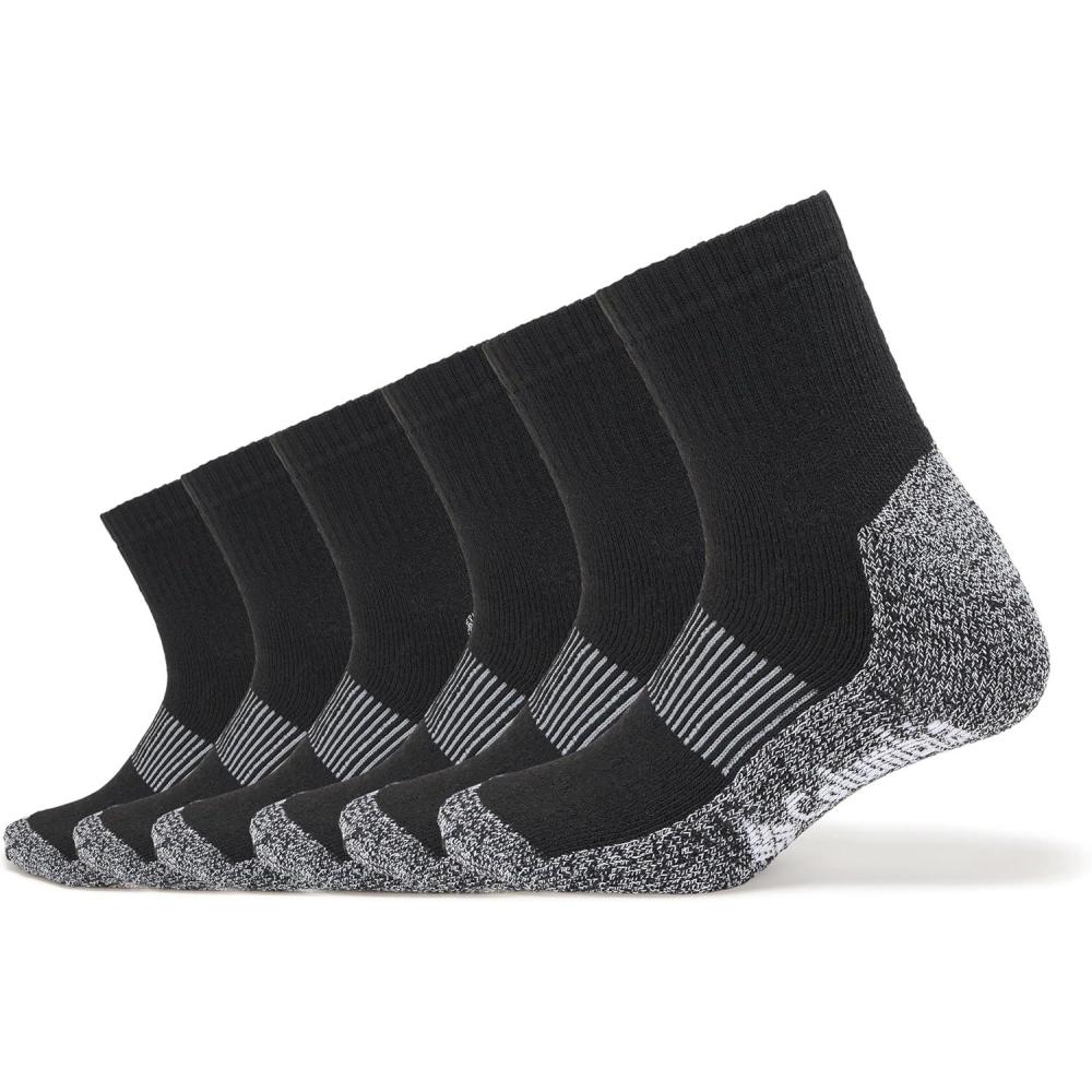 imageColumbia Mens Moisture Control Quarter Crew Socks 6PackBlack 6 Pairs