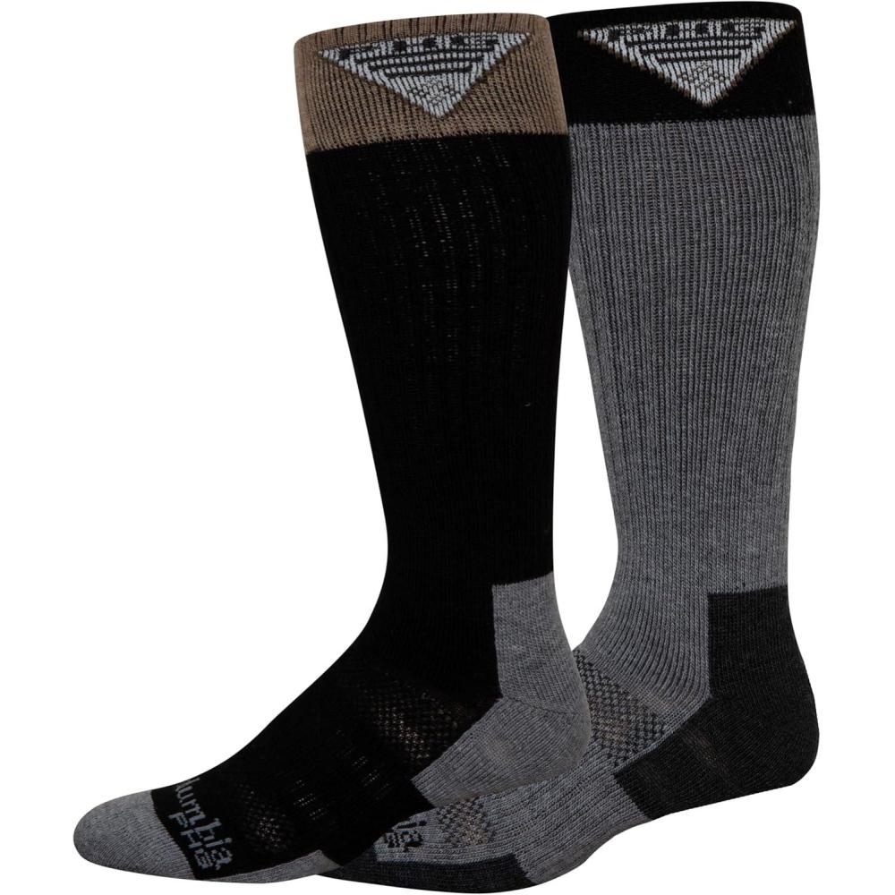 imageColumbia Mens Wool Phg Hunting Over the Calf Socks 2packBlackGrey
