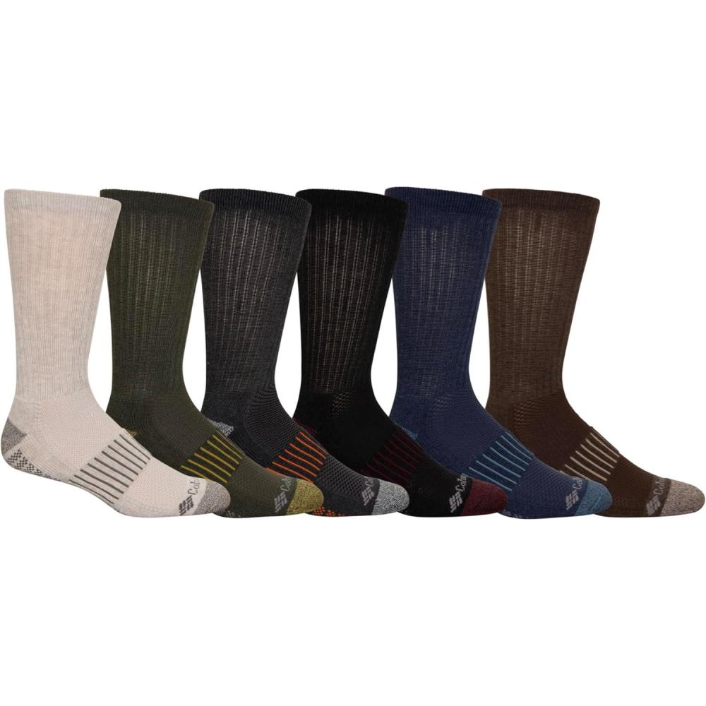 imageColumbia Pique Footbed Crew Socks Black One Size 6 Pair