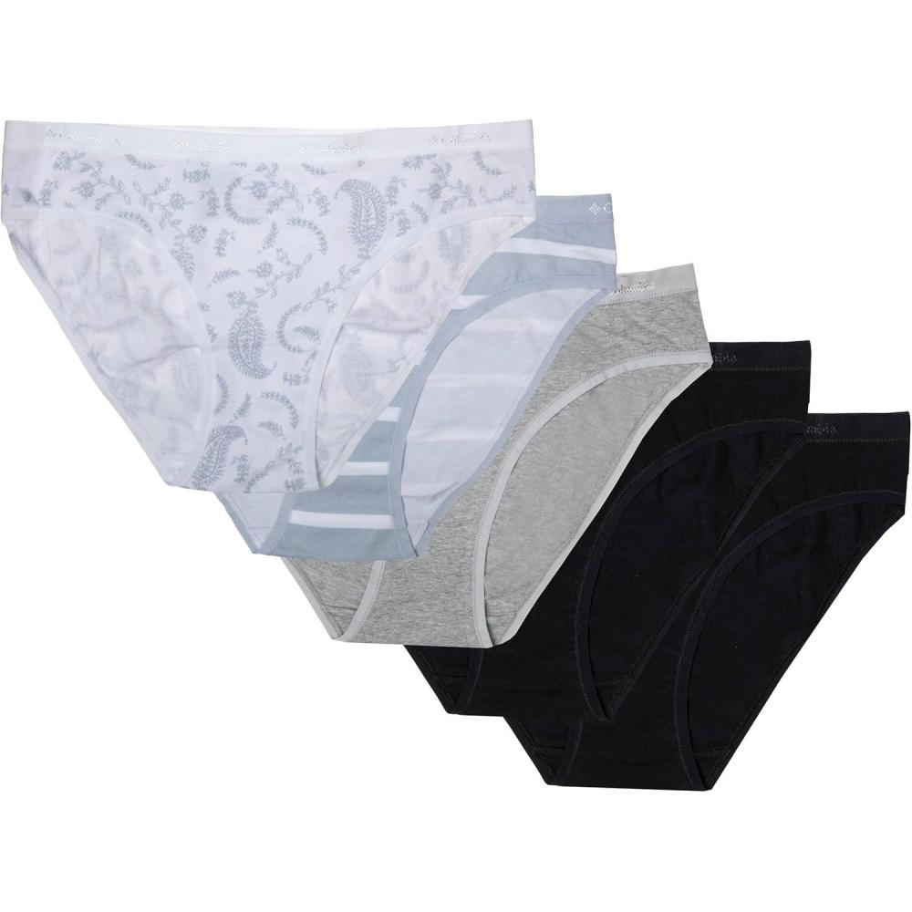 imageColumbia Womens 4way Stretch Cotton Bikini 5packBlackHeather GreyStripedPaisley