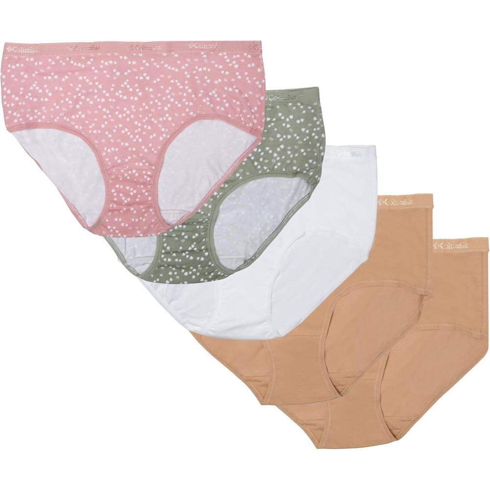 imageColumbia Womens 4way Stretch Cotton Brief 5packCanoeWhiteGreenPink