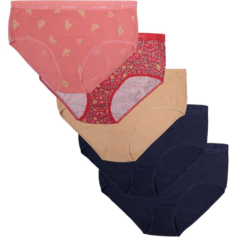 imageColumbia Womens 4way Stretch Cotton Brief 5packFig Floral Assorted