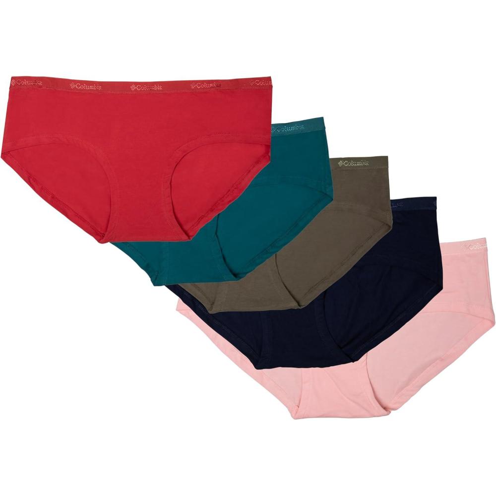 imageColumbia Womens 4way Stretch Cotton Hipster 5packRedBlueNavyGreenPink