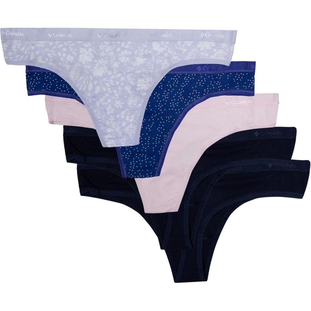 imageColumbia Womens 4way Stretch Cotton Thong 5packSnow Drift Floral Assorted