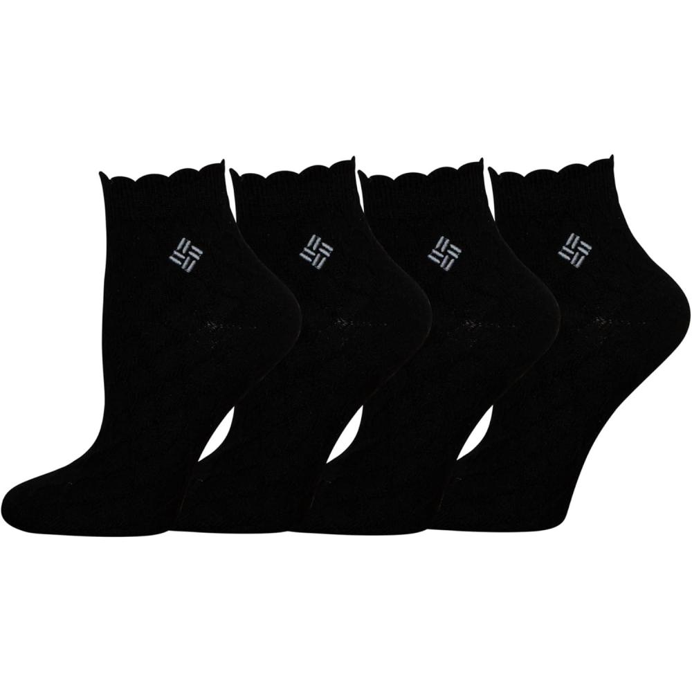 imageColumbia Womens Flatknit Textured Quarter Socks 4packBlack