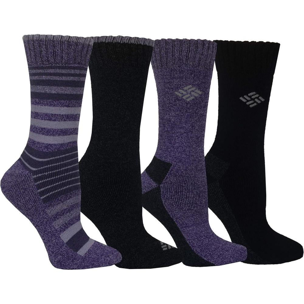 imageColumbia Womens Moisture Control Crew Socks 4PackPlumBlack
