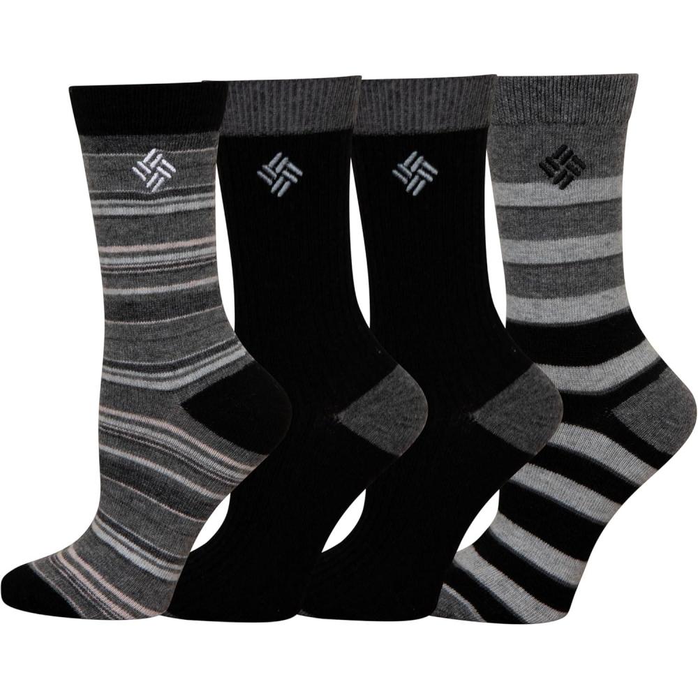 imageColumbia Womens Striped Crew Socks 4packBlack